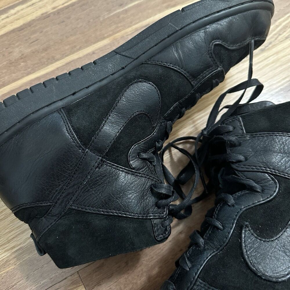 RARE Nike‎ Dunk LUXE SP Sherpa Fleece Black Leather Sneakers, Size 12 - Picture 7 of 16